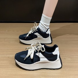 [Synthetic Sneakers] Synthetic Women's Casual Sneakers | Low-Top Lace-Up Design, Slip-Resistant PVC Sole, Breathable Fabric Lining | All-Season Versatile Shoes for Running, Walking, Work & Outdoor Activities