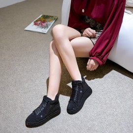 Women's Sparkling Rhinestone Sneakers - Lace-Up party & Wedding Shoes with Glamorous Shine, Non-Slip Rubber Sole - Formal & Everyday Shoes for Women (Black) - All-Season Elegant Footwear, Dressy Shoes