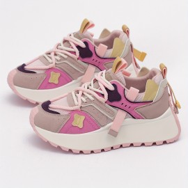 Women'S Dopamine Casual Sneakers - New Arrival, Spring & Fall Fashionable Color Block Design, Comfortable Mesh Breathable Thick Sole, 5cm/1.97