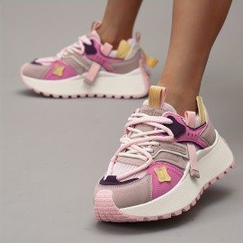 Women'S Dopamine Casual Sneakers - New Arrival, Spring & Fall Fashionable Color Block Design, Comfortable Mesh Breathable Thick Sole, 5cm/1.97