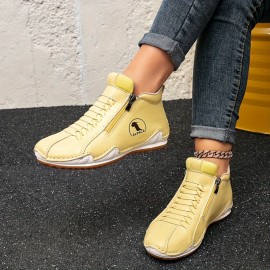 Women'S Fashion Zipper Slip-On Sneakers - Casual Outdoor Shoes with Durable Non-Slip Rubber Sole, Comfortable Walking Shoes Available in Sizes 6-9, All-Season Wear, Casual Footwear | Zipper Closure | Rubber Sole Sneaker