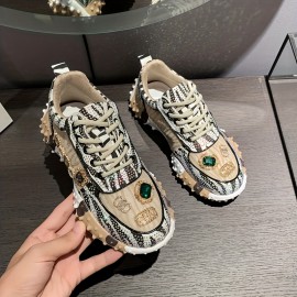 Women'S Fashion Sneakers - Thick-Soled Wedge Shoes with Glitter Upper, Durable Rubber Sole - Breathable Fabric Upper - All-Season Casual White Shoes for Casual Attire - Perfect Holiday Gift, Sneaker For Women, Stylish Sneaker For Women, Shoe For Women