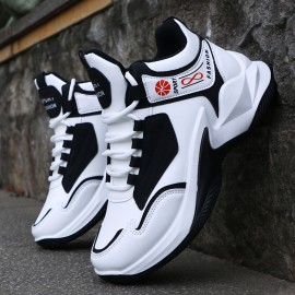 Men'S High-Top Sneakers - Lightweight Running Shoes with Non-Slip Rubber Sole, White & Red Accent Sneakers for Gym, Hiking, Everyday - All-Season Lace-Up Gym Shoes for Men, High Top Sneakers, Hiking Footwear, Sleek Sporty Design, Breathable Fabric Lining, Sporty Look, Durable Construction, Versatile Footwear, Active Lifestyle