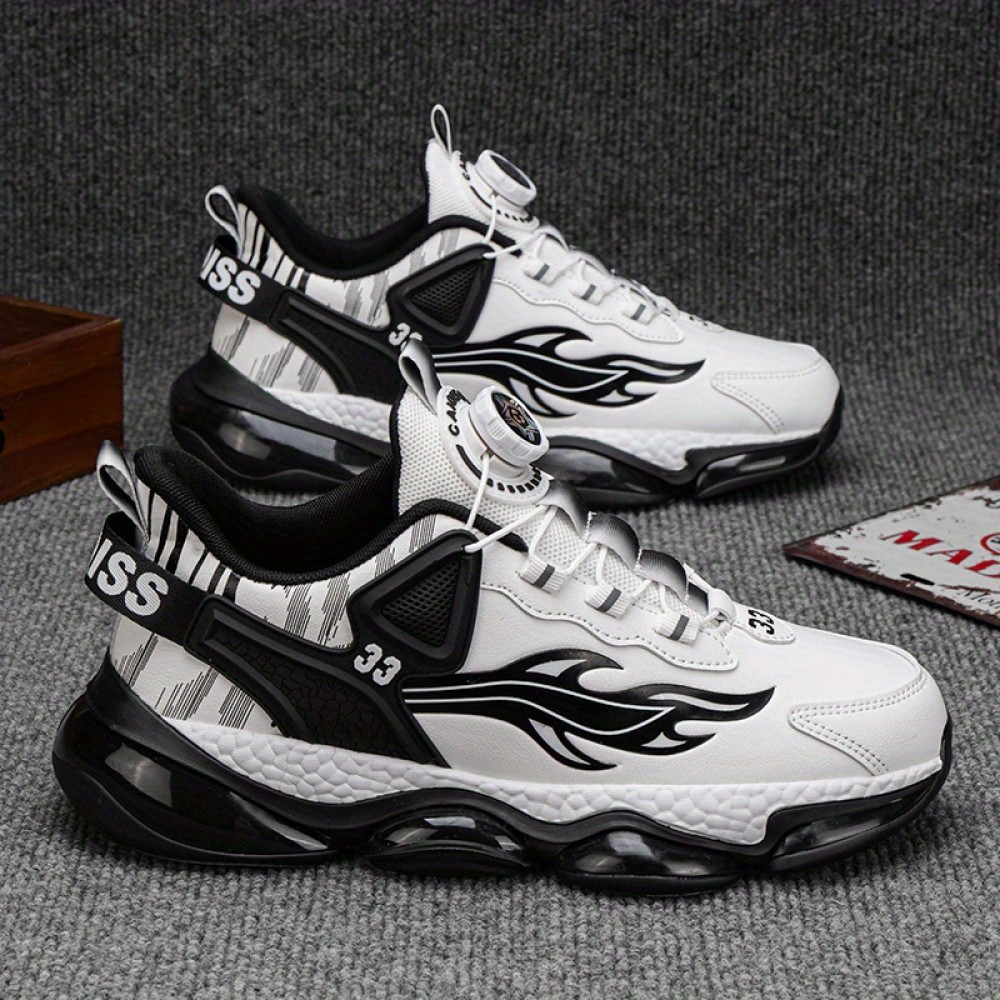 Men'S & Women'S Low-Top Sneakers - Black/White/Red Accent Lace-Up Shoes, Synthetic Cover Upper & Cushioned Rubber Sole for Gym, Everyday, Formal - All-Season Comfortable Casual Shoes, Gym Footwear, Sleek Shoe Design, Fabric Lined Interior, Durable Traction Footwear, Sporty Design, Breathable Fabric, Unisex Footwear, Active Lifestyle