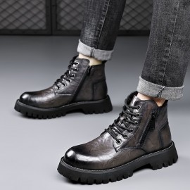 Durable Men's Casual Lace-Up Boots for Everyday Wear and Outdoor Activities - Water-Resistant and Perfect for Any Occasion