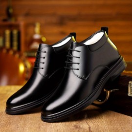 Men's Classic Solid Color Ankle Boots - Lace-Up Walking Shoes with Microfiber Synthetic Upper, Fabric Inner & Insole, Rubber Sole - Business Casual Footwear M1031-2