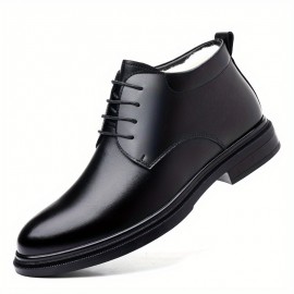 Men's Classic Solid Color Ankle Boots - Lace-Up Walking Shoes with Microfiber Synthetic Upper, Fabric Inner & Insole, Rubber Sole - Business Casual Footwear M1031-2