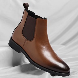 [Easy On/Off Fashion Boots] Plus Size Men's Casual Chelsea Boots - Slip-On Square Toe, Lightweight All-Season Comfort, Faux Cover Upper & Rubber Sole, Round Toe Design for Daily Wear, Outdoor Activities - Easy On/Off Fashion Boots, Outdoor Footwear, Minimalist Style, Durable Construction, Urban Style