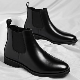 [Easy On/Off Fashion Boots] Plus Size Men's Casual Chelsea Boots - Slip-On Square Toe, Lightweight All-Season Comfort, Faux Cover Upper & Rubber Sole, Round Toe Design for Daily Wear, Outdoor Activities - Easy On/Off Fashion Boots, Outdoor Footwear, Minimalist Style, Durable Construction, Urban Style
