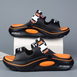 Women's Slip- Cushioned Sandals - All-Season Black & Orange Slip-On/ Closure Slippers with Arch, Breathable Open-Toe Beach Shoes for Home, Outdoor, and Light Sports - Lightweight & Durable Casual Sneakers-like Slides (Black/Orange/White) - Fashionable & Versatile for Casual Attire, Korean & Japanese Style, Anti-Smell & Anti-Slip Design, Ideal for Women, Slippers For Women, Womens Shoes, Shoes For Women