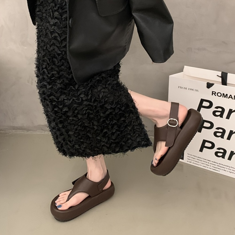 Women'S Stylish Brown Slide Sandals with Buckle Strap - Open-Toe Mid-Heel, Faux Cover, Perfect for Casual or Dressy Outfits, Casual Footwear | Open Toe Sandals | Faux Cover Sandals