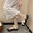 Women's Stylish Platform Sandals with Rhinestone Accents, Comfortable Open-Toe Slip-On Design, White & Black Rubber Sole, Faux Cover Upper - Perfect for Casual Summer Wear, Ladies Sandals