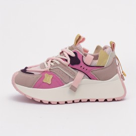 Women'S Dopamine Casual Sneakers - New Arrival, Spring & Fall Fashionable Color Block Design, Comfortable Mesh Breathable Thick Sole, 5cm/1.97