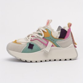 Women'S Dopamine Casual Sneakers - New Arrival, Spring & Fall Fashionable Color Block Design, Comfortable Mesh Breathable Thick Sole, 5cm/1.97
