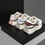 Women'S British-Inspired College Style Lace-Up Sneakers - Breathable Mesh & Thick Cushioned Sole, Geometric Pattern Low-Top Casual Shoes for All-Season Comfort, Ladies Sneakers, Durable Tpr Sole