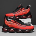 Men'S Low-Top Casual Sneakers with Air Cushion Technology - Breathable Fabric Upper, Red & Black Design, EVA Sole for All-Season Comfort, Everyday Shoes | Sleek Shoe Design | Air Cushion Shoes