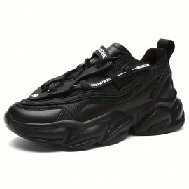 Men's Breathable Lightweight Running Platform Shoes, Outdoor Athletic Walking Shoes, Men's Lace Up Sneakers, Spring And Summer