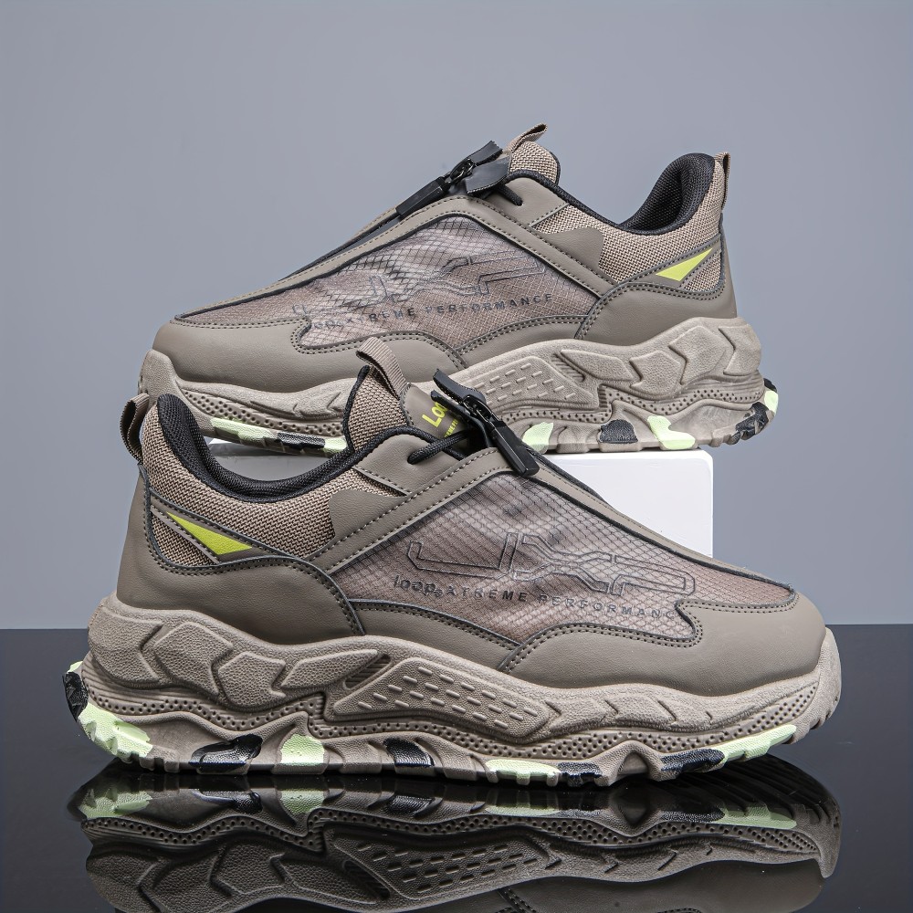 [Height Boost|Multi-Color] Height Boost|Multi-Color Men's Lift Shoes - Thick-Sole Sneakers with Arch & Stability Tech, PU/Fabric Low-Top, Lace-Up, All-Season Comfort - Black/Grey/Tan - Retro/Modern Style, PVC Sole, Breathable & Durable