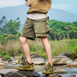 Men'S Lightweight Trail Running Shoes - All-Terrain Non-Slip Grip, Cushioned EVA/TPU Sole, Lace-Up Closure - Olive Green/Orange Accent - for Hiking, Gym, Everyday - All-Season Outdoor & Casual Shoes - Durable PVC/Fabric Upper - Ideal for Beginners & Experts, Hiking Footwear, Sporty Look, Breathable Fabric, Sporty Design, Reinforced Stitching, Fitness Enthusiasts