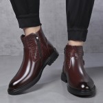 Men'S Ankle Boots - Slip-On Zipper & Buckle Closure, Synthetic Cover Upper, Cushioned Insole & Non-Slip Rubber Sole - All-Season Formal & Casual Shoes for Office, Everyday, Outdoor - Brown Boots for Fall/Winter - Easy-Clean Footwear, Office Wear, Sleek Design, Durable Construction, Urban Style, Everyday Footwear, Modern Footwear, Comfortable Lining, Professional Attire, Men Shoe, Shoe For Men High Quality, Men' Shoe, Winter Shoe For Men, Formal Shoe For Men