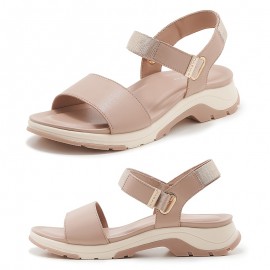 Women's White Faux Cover Platform Sandals with Buckle Strap & Arch Support - Thick Platform Heel, Open-Toe Mule Slippers, Cushioned Insole & Arch Stabilizer for All-Day Comfort - Casual to Formal Summer Shoes - Versatile for Office, Shopping, Casual Attire - Metallic Buckle Closure, TPR Sole, Minimalist Design, Beige & White Color Options, Low Heel Sandals for Women, Shoes for Women Plus Size, Fancy Sandals, Sandals for Women High Quality, Designer Shoes for Women