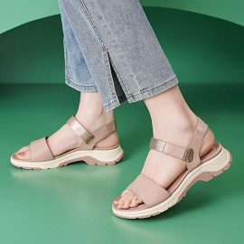 Women's White Faux Cover Platform Sandals with Buckle Strap & Arch Support - Thick Platform Heel, Open-Toe Mule Slippers, Cushioned Insole & Arch Stabilizer for All-Day Comfort - Casual to Formal Summer Shoes - Versatile for Office, Shopping, Casual Attire - Metallic Buckle Closure, TPR Sole, Minimalist Design, Beige & White Color Options, Low Heel Sandals for Women, Shoes for Women Plus Size, Fancy Sandals, Sandals for Women High Quality, Designer Shoes for Women