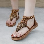Summer Bohemian Retro Beaded Wedge Sandals - Versatile Vacation Beach Ethnic Style Women's Shoes