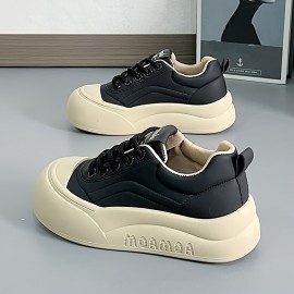 Women's Casual Fashion Sneakers Low Top Lace-Up Walking Shoes with Lightweight TPU Sole and Fabric Insole - Solid Color All-Season Comfort Footwear