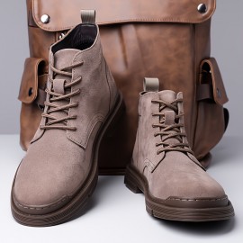 Men'S Winter Boots - Slip-Resistant Rubber Sole, Lace-Up Ankle Support, All-Season Outdoor Shoes for Hiking, Construction, Everyday - Brown Boots with Cushioned Insole - Durable Synthetic Faux Upper - Ideal for Cold Weather & Heavy Terrain, Winter Shoes, Hiking Footwear, Sporty Design, Warm Lining, Construction Workers, Casual Footwear, Retro Style, Reinforced Stitching, Slip On Driving Boot/shoe Boot, Driving Shoe, Versatile Outdoor Boot